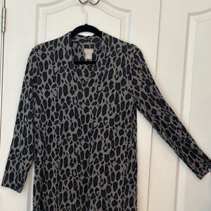 Chicos Leopard Print Long Sleeve Top
